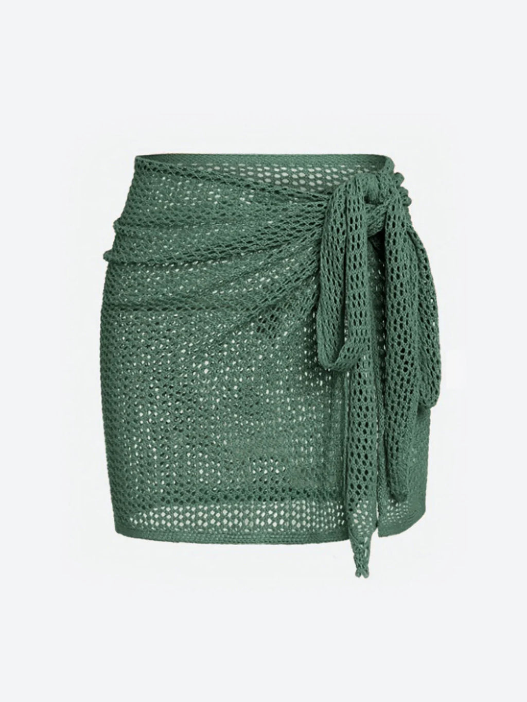 Women's Knitted Short Skirt with Hollow Straps and Slit, Sexy Beach Coverup Shirt for Summer
