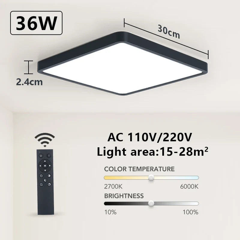 MARPOU Tuya Smart LED Ceiling Lamp Wood Grain App Voice Control Alexa/Google Remote Control Square Ceiling Lights Living Room