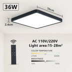 MARPOU Tuya Smart LED Ceiling Lamp Wood Grain App Voice Control Alexa/Google Remote Control Square Ceiling Lights Living Room
