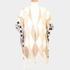 Diamond Pattern Tassel Poncho