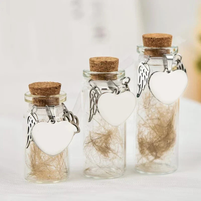 Pet Memorial Bottle for Pet Hair Dogs Cats | Fur Keepsake Storage with 3 Silver Accessories