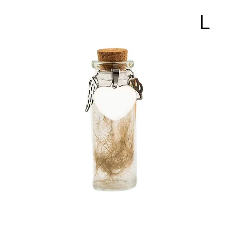 Pet Memorial Bottle for Pet Hair Dogs Cats | Fur Keepsake Storage with 3 Silver Accessories