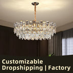 Loft Pendant Lighting Crystal Chandelier Ceiling for Dining Room Modern Led Ceiling Hanging Lamp for Living Room Villa