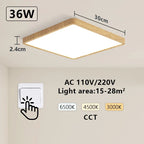 MARPOU Tuya Smart LED Ceiling Lamp Wood Grain App Voice Control Alexa/Google Remote Control Square Ceiling Lights Living Room