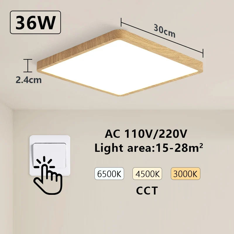 MARPOU Tuya Smart LED Ceiling Lamp Wood Grain App Voice Control Alexa/Google Remote Control Square Ceiling Lights Living Room