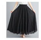 28-Color Mori Girl Literary Cotton Linen Dress Elastic Waist A-line Expansion Skirt Solid Color Ethnic Style Women Long Skirts