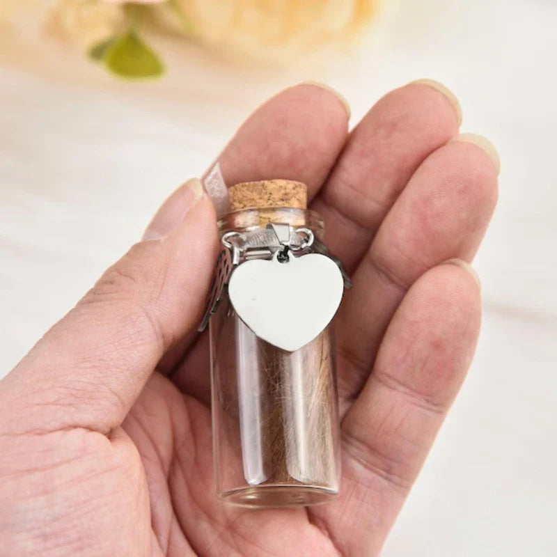 Pet Memorial Bottle for Pet Hair Dogs Cats | Fur Keepsake Storage with 3 Silver Accessories