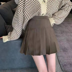 2024 Summer New High Waist Slimming Solid Color A-line Skirt Women's Fashion Sports Tennis Badminton Academy Style pleated skirt