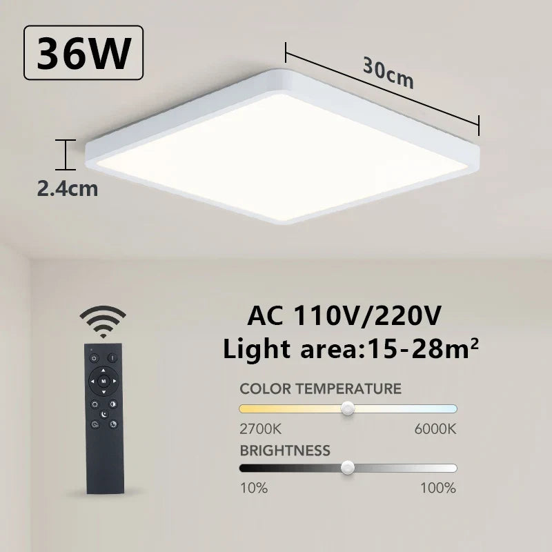 MARPOU Tuya Smart LED Ceiling Lamp Wood Grain App Voice Control Alexa/Google Remote Control Square Ceiling Lights Living Room