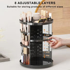 Rotating Makeup Organizer for Vanity 360 Spinning Skincare Organizers with Adjustable Trays Make Up Desk Storage Carousel Rack