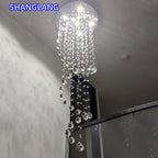 Modern Large K9 Crystal LED Chandeliers for Spiral Living Room Staircase Lamp Showcase Bedroom Kitchen Pendant Light Fixture