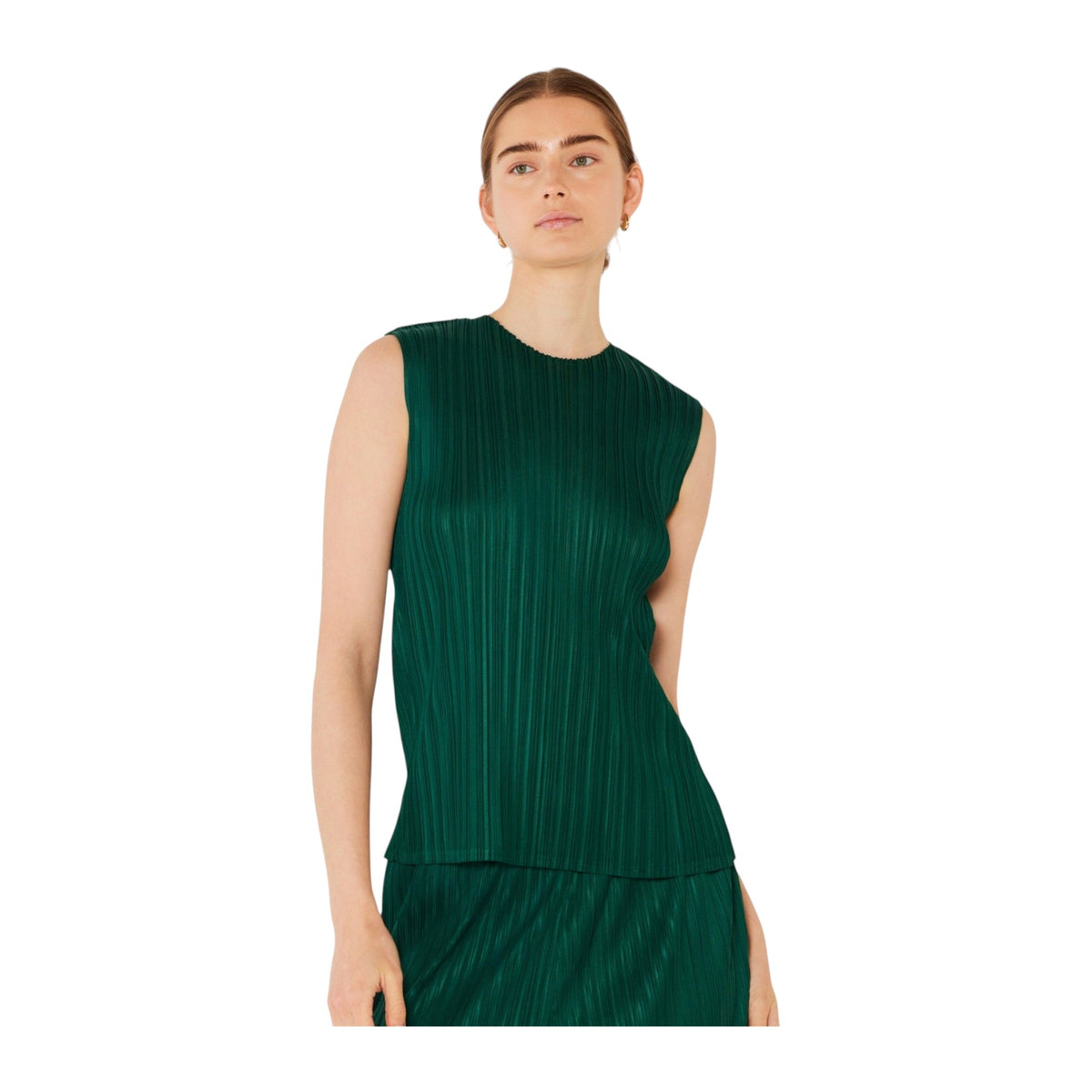 Pleated sleeveless tank top - T01SL_Hunter Green