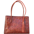 The Amy| Hand-Tooled Leather Tote Bag