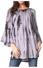Sakkas Anna Casual Flowy Wide Neck 3/4 Sleeve Light Summer Boho Blouse Top