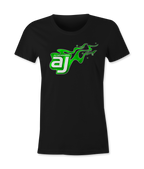 AJ Allmendinger - Women's Basic Tee Green Flame Logo
