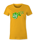 AJ Allmendinger - Women's Basic Tee Green Flame Logo