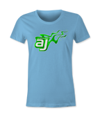 AJ Allmendinger - Women's Basic Tee Green Flame Logo