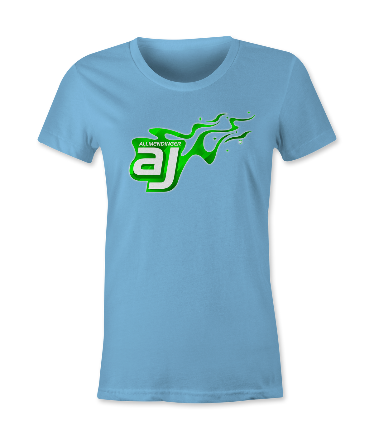AJ Allmendinger - Women's Basic Tee Green Flame Logo