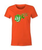 AJ Allmendinger - Women's Basic Tee Green Flame Logo