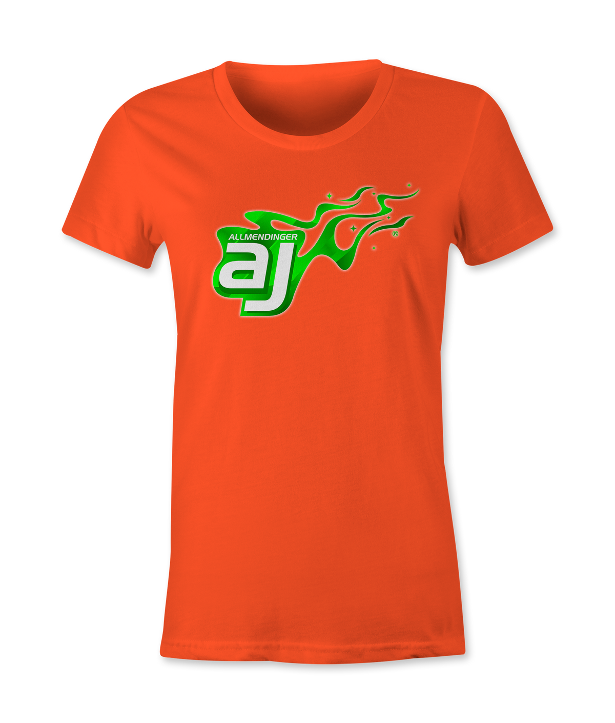 AJ Allmendinger - Women's Basic Tee Green Flame Logo