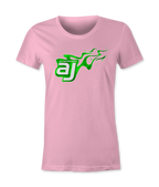 AJ Allmendinger - Women's Basic Tee Green Flame Logo