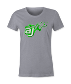 AJ Allmendinger - Women's Basic Tee Green Flame Logo