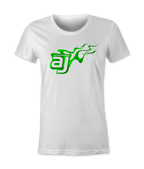 AJ Allmendinger - Women's Basic Tee Green Flame Logo