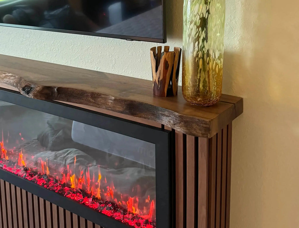 Custom Live Edge Walnut Wood Mantel Shelf