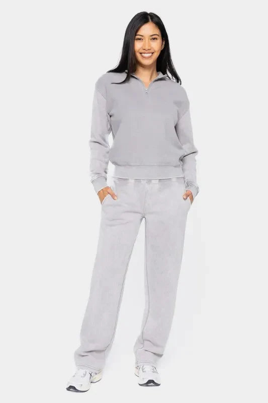 Mono B Elastic Waist Fleece Pants with Pockets