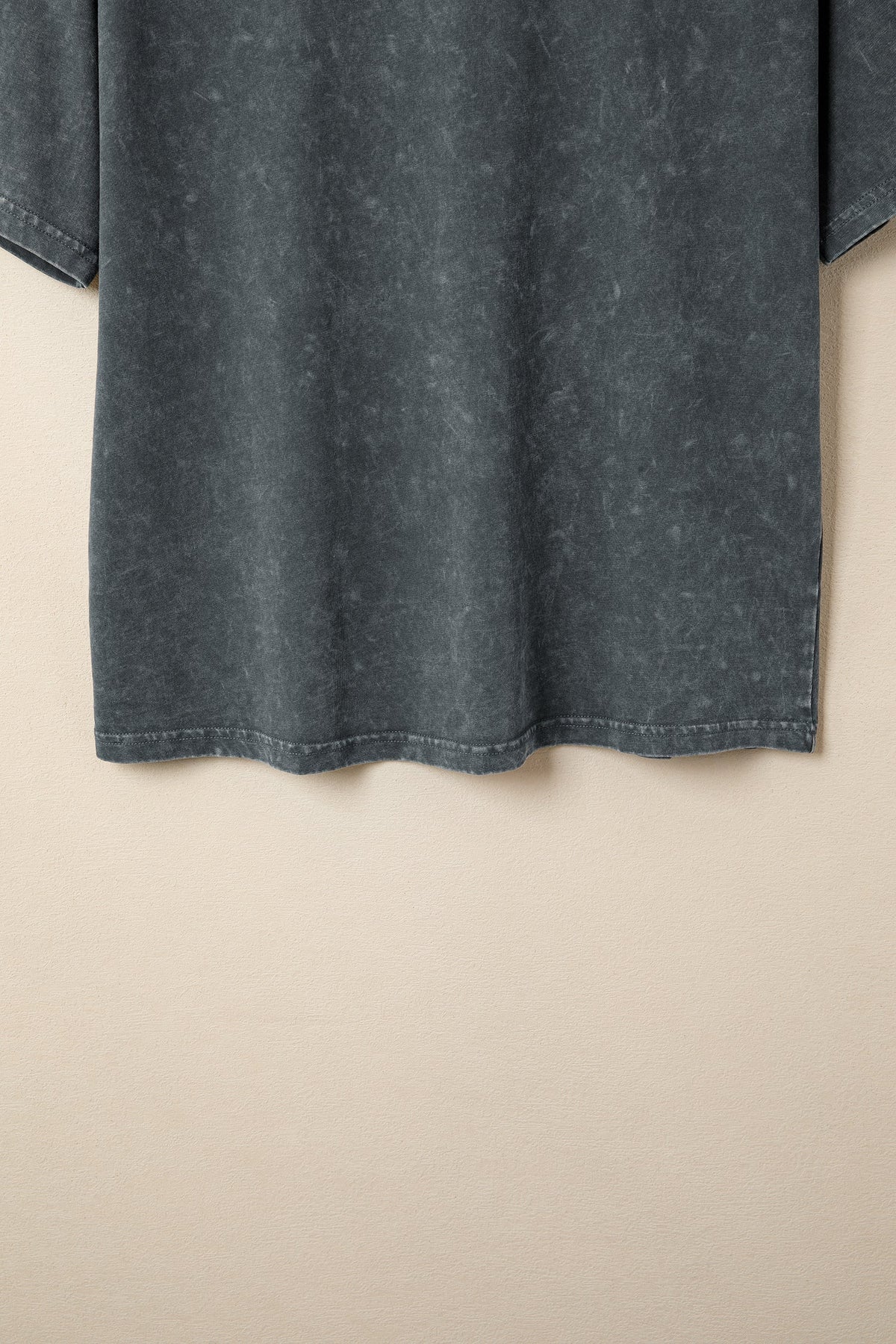 Dark Grey Solid Color Cotton Mineral Washed Oversize Tee