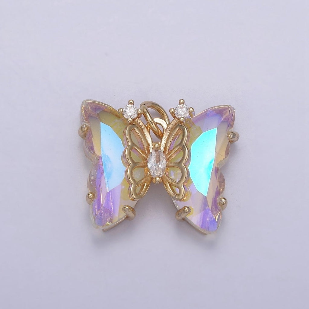 AB Color Butterfly Charm Glass Crystal Monarch Pendant Add on Charm for Bracelet Necklace Earring N-855