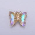 AB Color Butterfly Charm Glass Crystal Monarch Pendant Add on Charm for Bracelet Necklace Earring N-855