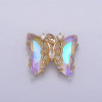 AB Color Butterfly Charm Glass Crystal Monarch Pendant Add on Charm for Bracelet Necklace Earring N-855