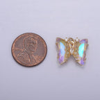 AB Color Butterfly Charm Glass Crystal Monarch Pendant Add on Charm for Bracelet Necklace Earring N-855