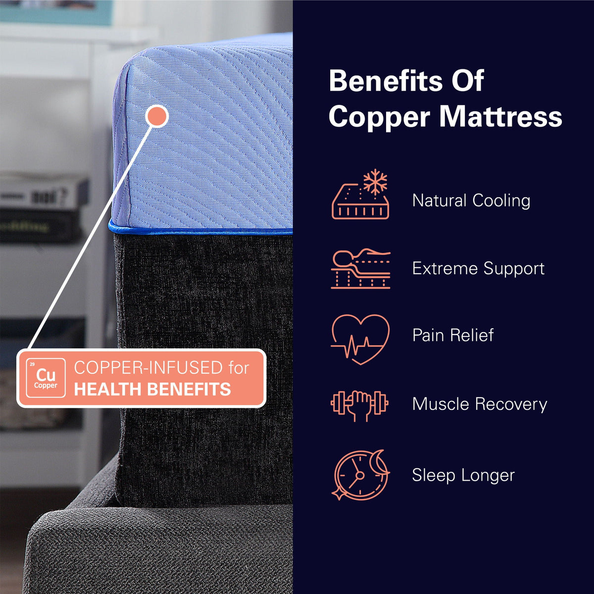 12" Refresh Flex Head Hybrid Cooling Fast Responding Latex Foam & Coil Mattress