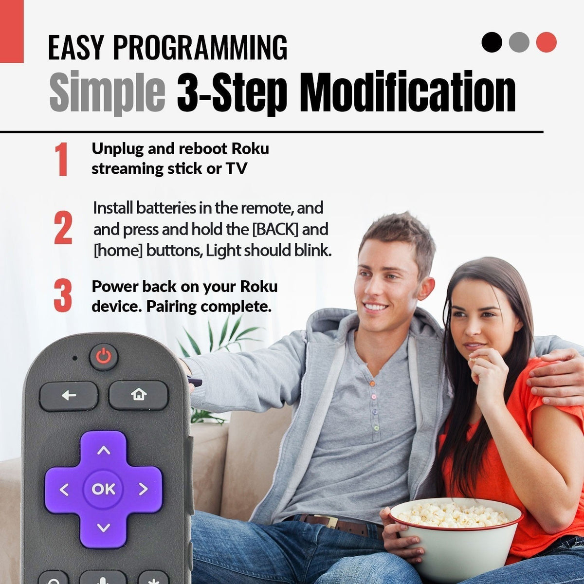 Anderic Substitute for Roku RC-GZ1 Streaming Stick Remote Control with Voice 3226001306 [RCGZ1]