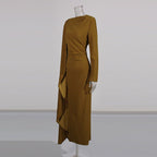 Asymmetric Cape Gown with Back Slit(MS216)