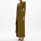 Asymmetric Cape Gown with Back Slit(MS216)