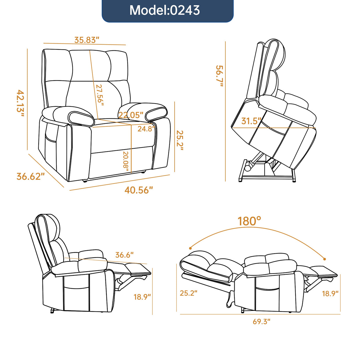 ComfortMax Dark Oversized Lift Recliner Chair