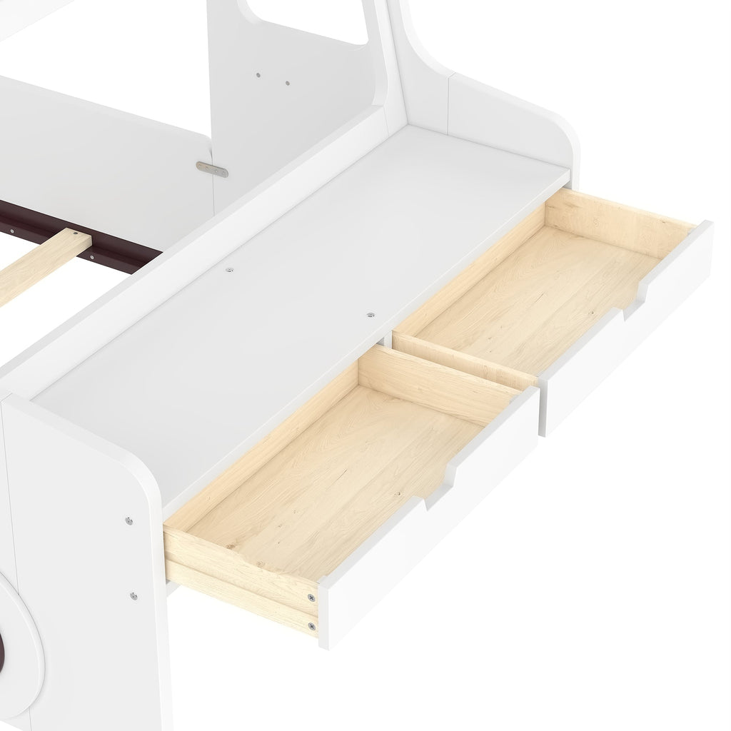 Twin Size Car-Shaped Floor Bed with Storage for Kids