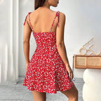 Women's Floral A-Line Mini Dress — Open Back, 10 Colors, XS–XXL