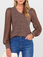 Lace Sleeve V-Neck T-Shirt