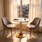 Mid-Century Tulip Dining Table With White Marble Top