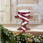 1.5" Satin Team Stripe Ribbon: Maroon & White (10 Yards)