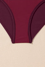 Solid Ribbed Knit Tankini & Skort Swim Set