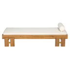 Teak Finish Acacia Wood Daybed with Cream Cushion