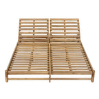 Light Teak Finish Acacia Wood Double Chaise Lounger