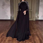 Crystal Cascade Cape Gown | Dramatic Embellished Evening Abay(MA345)