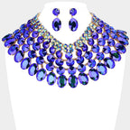 Women's Crystal Glass Bib Statement Necklace