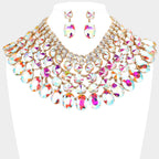 Women's Crystal Glass Bib Statement Necklace